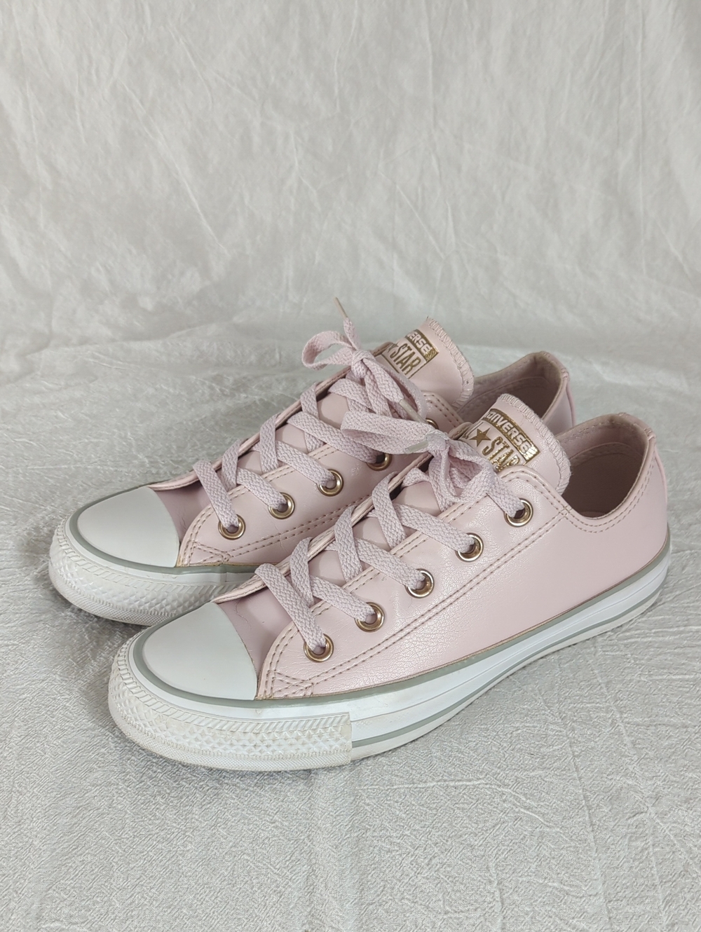 Rare Converse Chuck Taylor Pink Leather Rose Gold Sneakers Low Top Womens Size 6